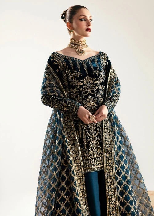 NAZMI - KANWAL MALIK VALVET clothing in teal tones.